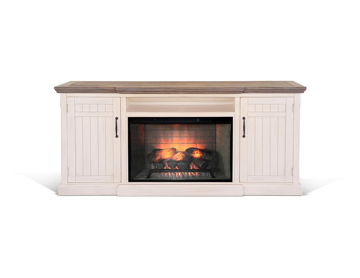 Pasadena - TV Console With Fireplace Option - Buckskin / Marble White