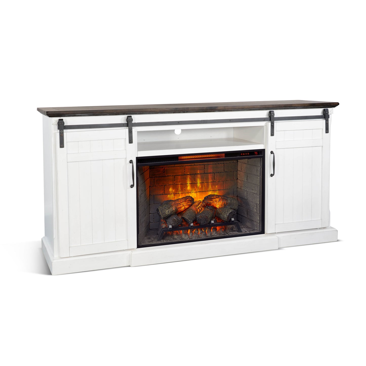 Carriage House - TV Console - Cottage White / Europen Dark