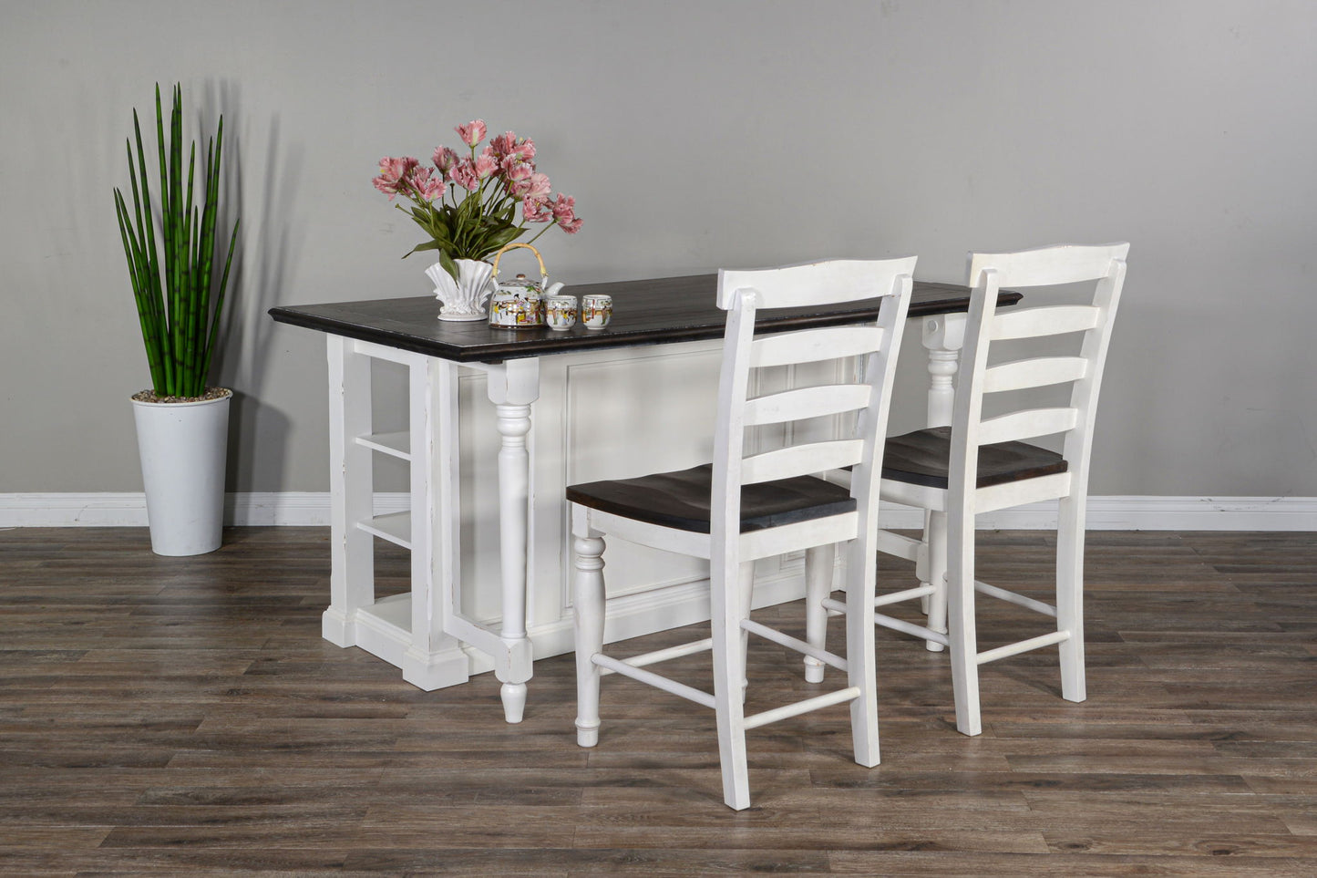 Carriage House - Kitchen Island, 13" Drop Leaf - Cottage White / Europen Dark
