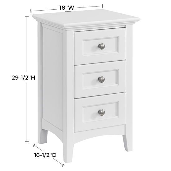 McKenzie - Small 3-Drawer Nightstand - Snowbound