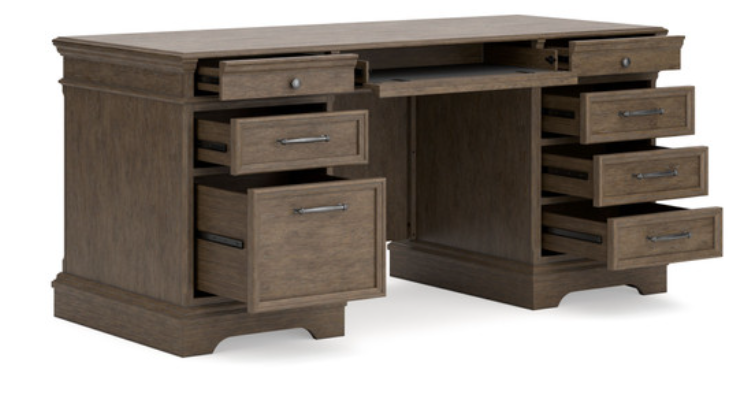 Janismore Weathered Gray Home Office Executive Desk