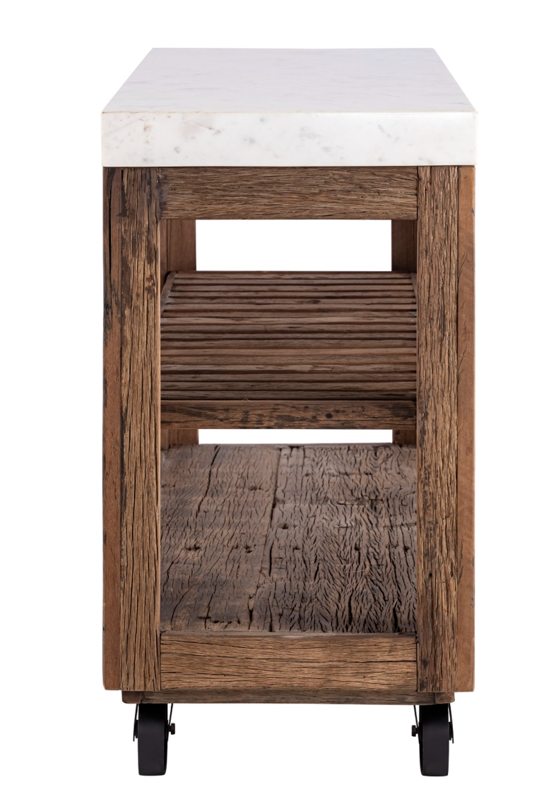 Large Wooden Kitchen Island on Wheels