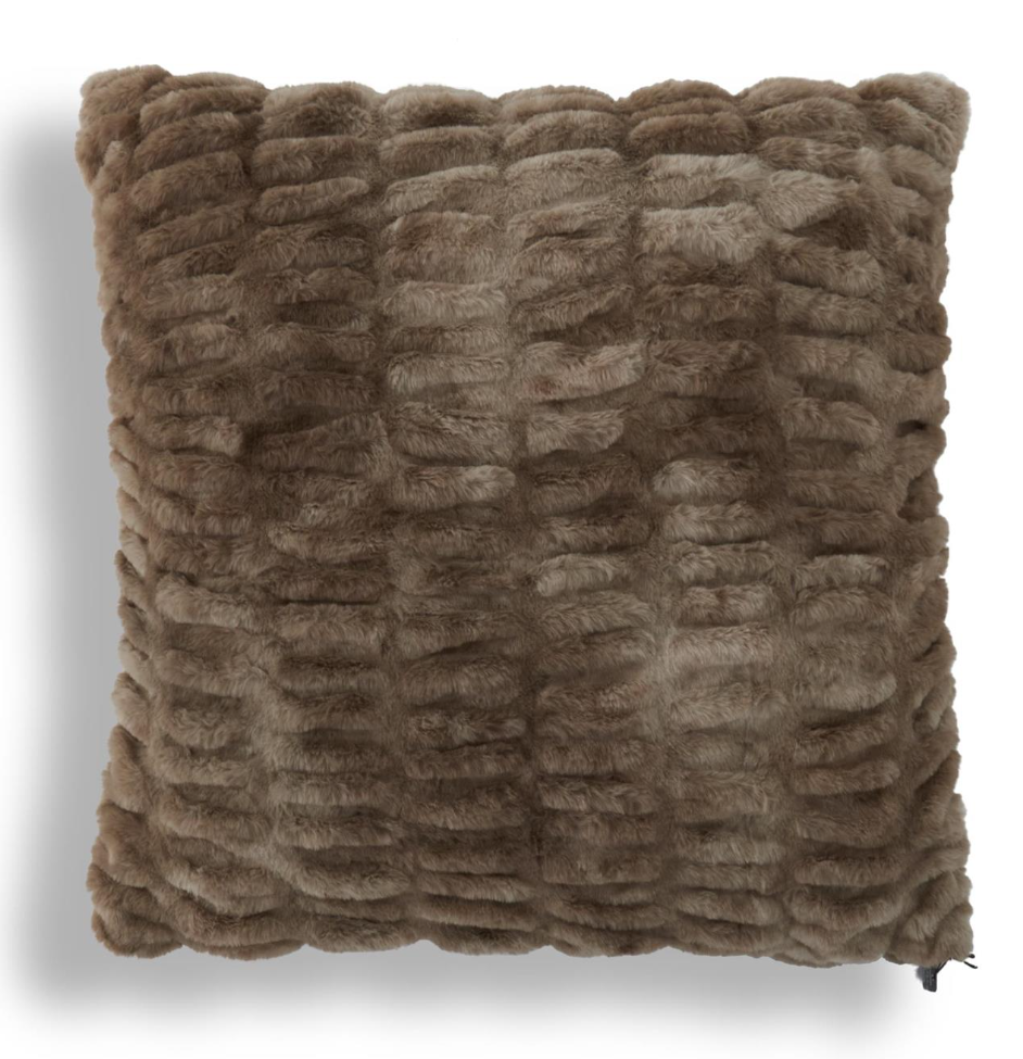 24 Inch Brown Ribbed Vegan Fur Pillow