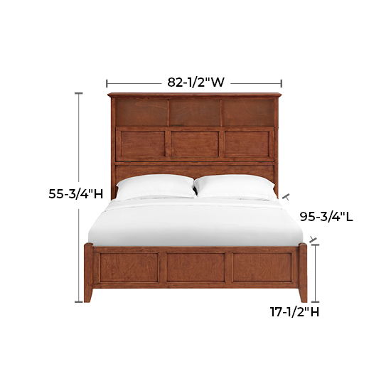 McKenzie - Queen Classic Bookcase Storage Bed - Glazed Antique Cherry