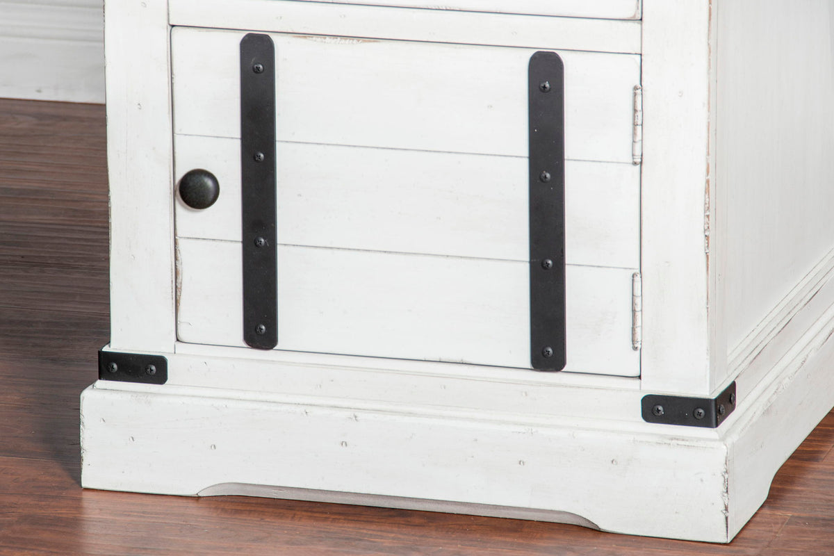 French Country - End Table - White / Dark Brown