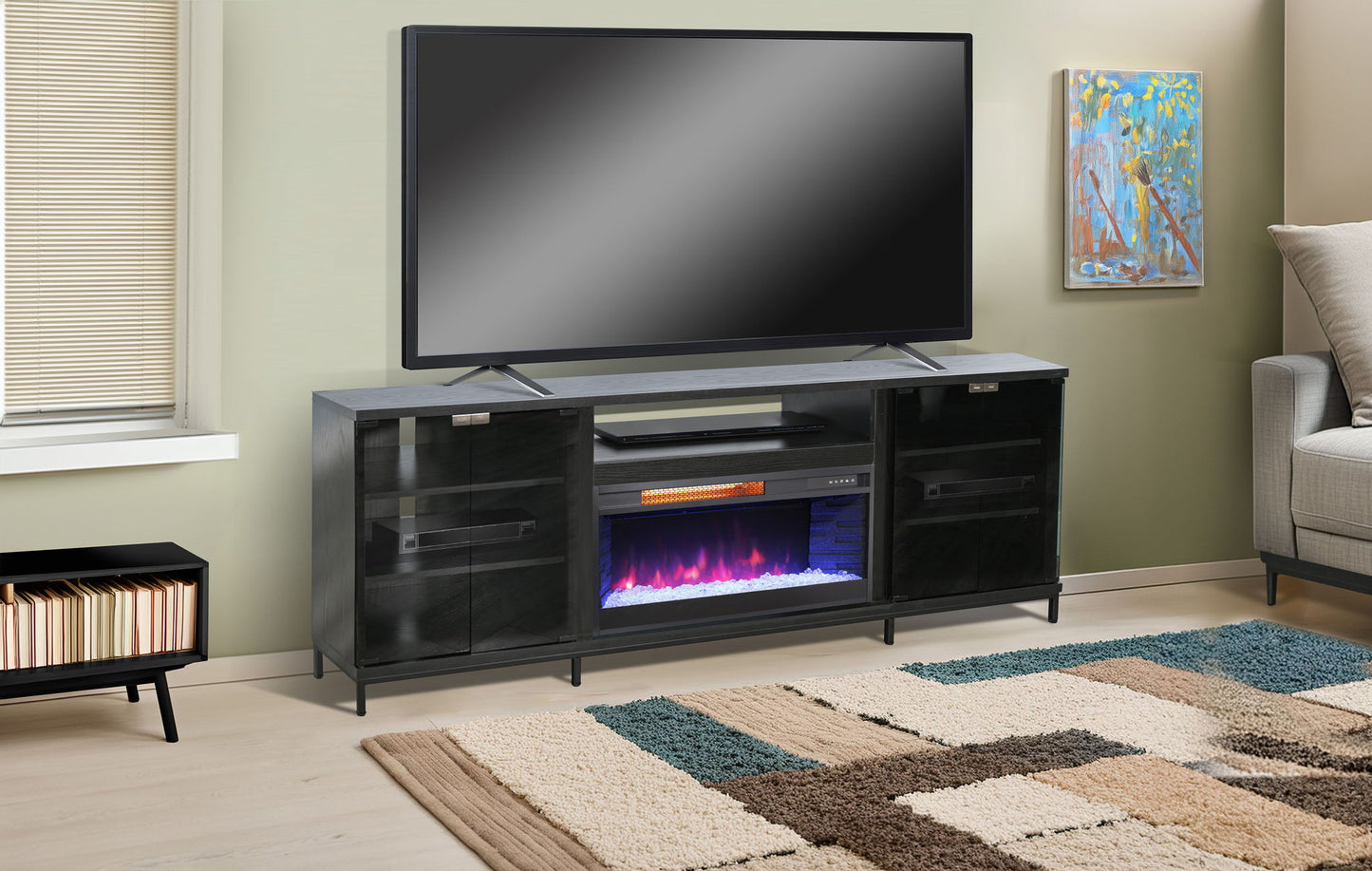 Napa - Console With Fireplace Insert Option - Black