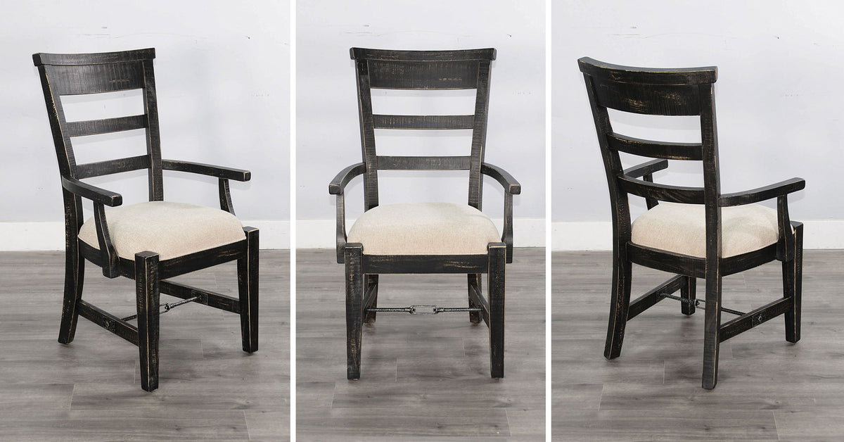 Marina - Wood Arm Dining Chair (Set of 2) - Black Sand