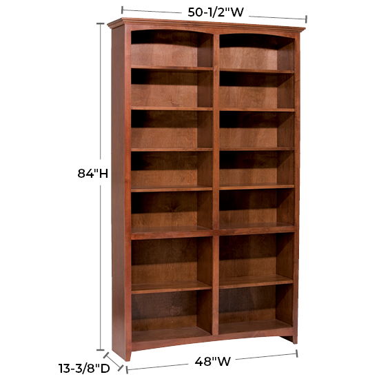 McKenzie - 84'' H X 48'' W Alder Bookcase - Glazed Antique Cherry