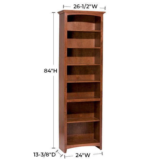 McKenzie - 84'' H X 24'' W Alder Bookcase - Glazed Antique Cherry