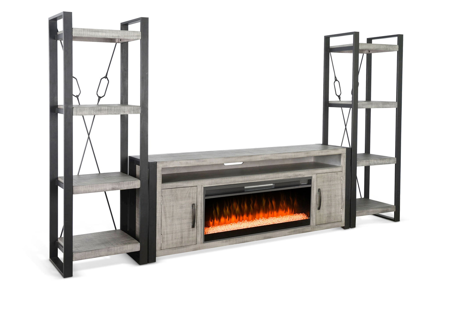 Media Wall With Electric Fireplace - Alpine Gray
