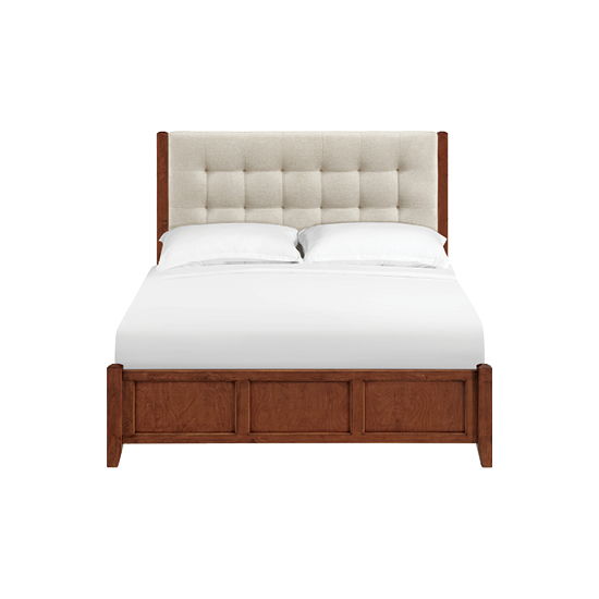 McKenzie - Queen Upholstered Panel Bed - Glazed Antique Cherry