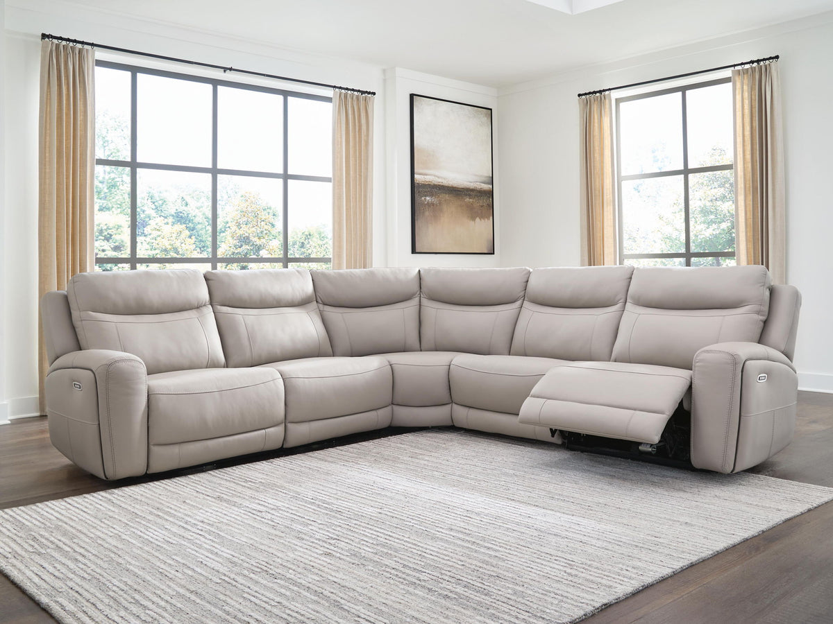 Gravier - 5-Piece Power Reclining Sectional - Gray
