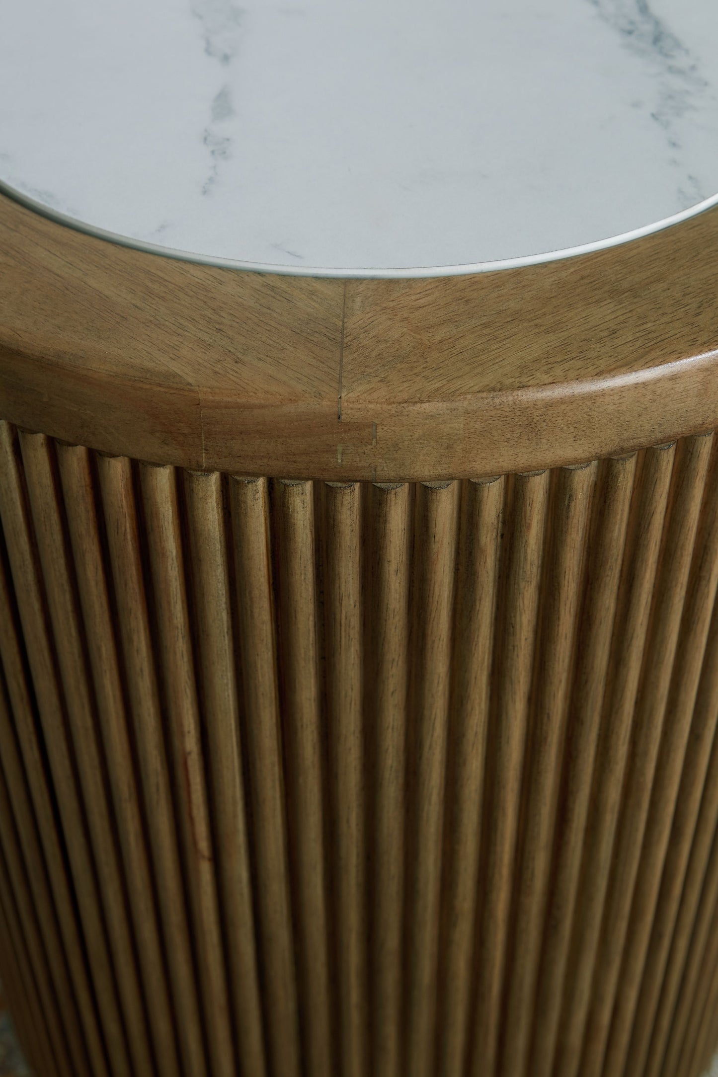 Camdill - Round End Table - Light Brown / White