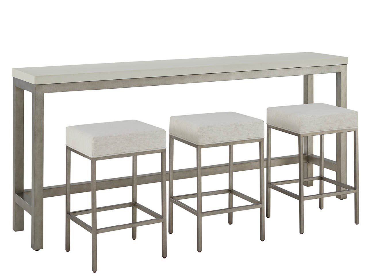 Oasis - Console With 3 Stools - Gray / Beige