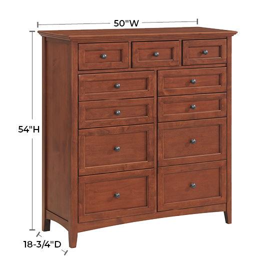McKenzie - 11-Drawer Chest - Glazed Antique Cherry