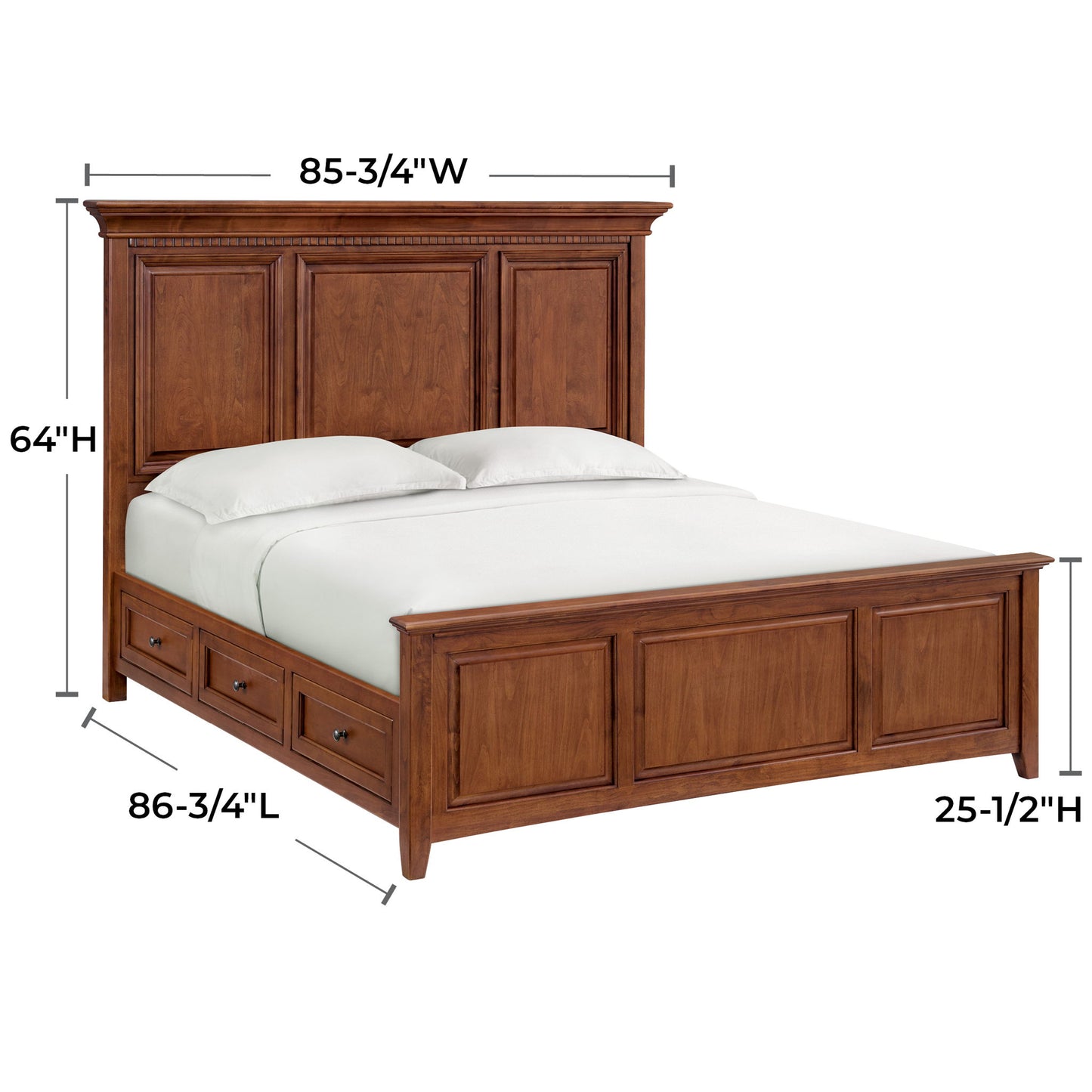 McKenzie - King Grand Storage Bed - Glazed Antique Cherry