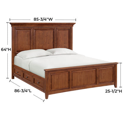 McKenzie - King Grand Storage Bed - Glazed Antique Cherry