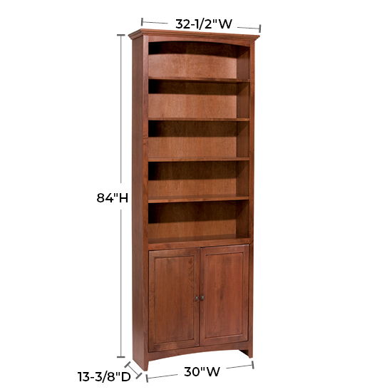 McKenzie - 84'' H X 30'' W Alder Bookcase With Doors - Glazed Antique Cherry