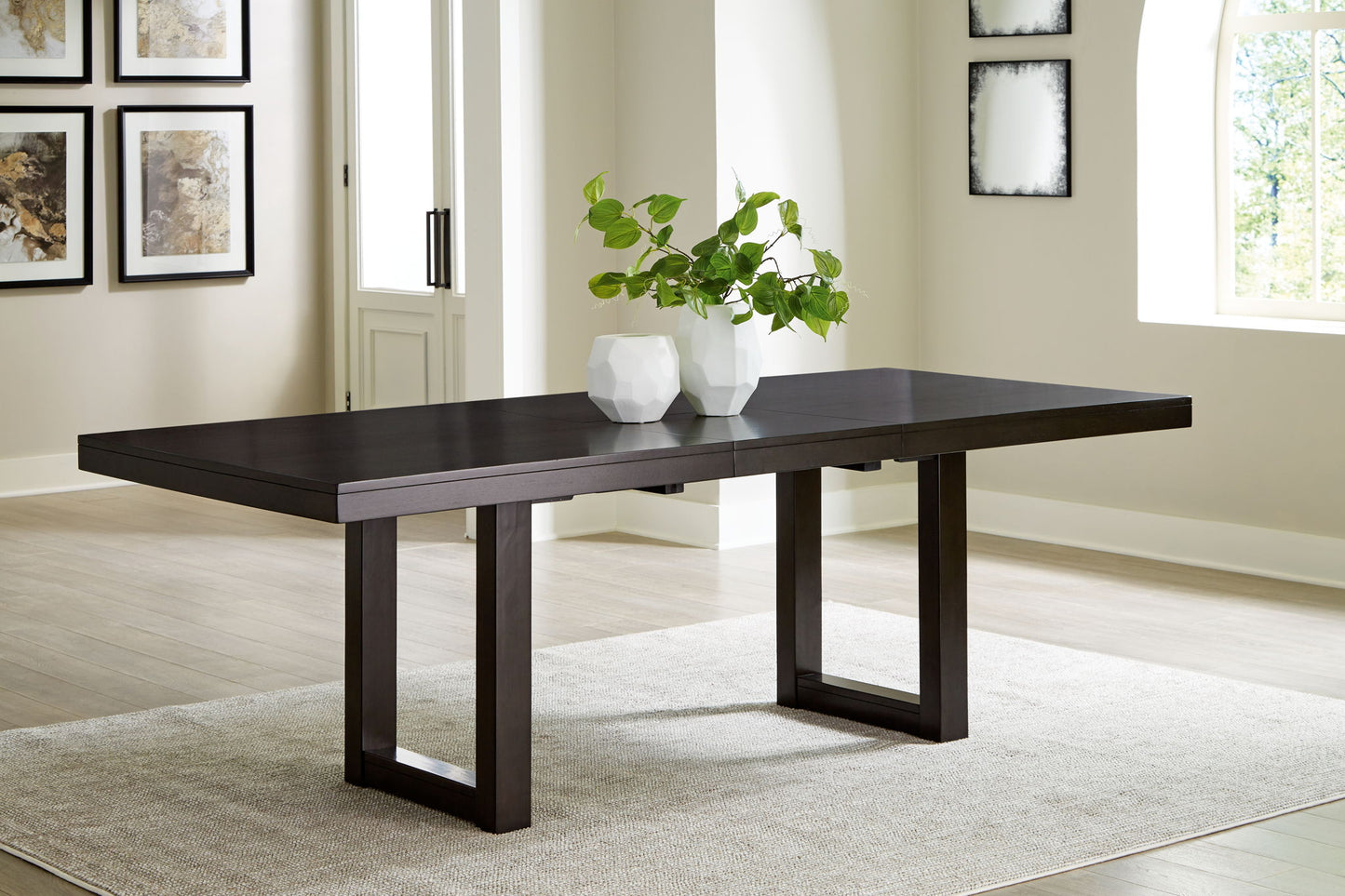 Neymorton - 7 Pc. - Rectangular Extension Table, 6 Side Chairs - Dark Grayish Brown