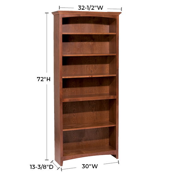 McKenzie - 72'' H X 30'' W Alder Bookcase - Glazed Antique Cherry