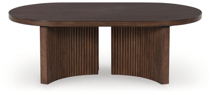 Korestone - Oval Cocktail Table - Dark Brown