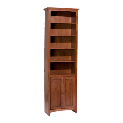 McKenzie - 84'' H x 24'' W Alder Bookcase With Doors - Glazed Antique Cherry
