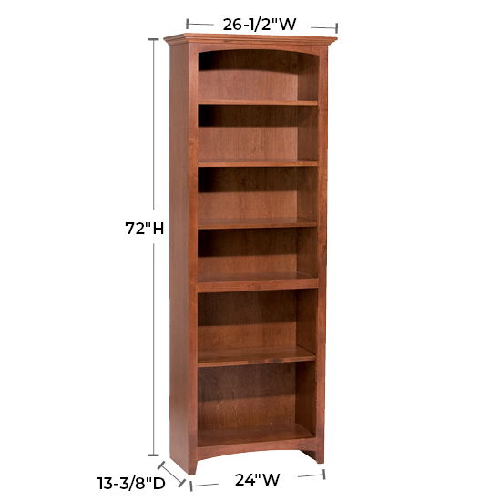 McKenzie - 72'' H X 24'' W Alder Bookcase - Glazed Antique Cherry