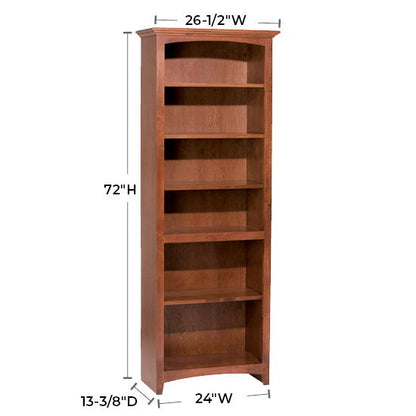 McKenzie - 72'' H X 24'' W Alder Bookcase - Glazed Antique Cherry