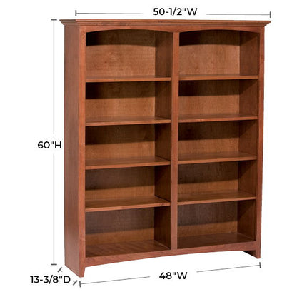 McKenzie - 60'' H X 48'' W Alder Bookcase - Glazed Antique Cherry