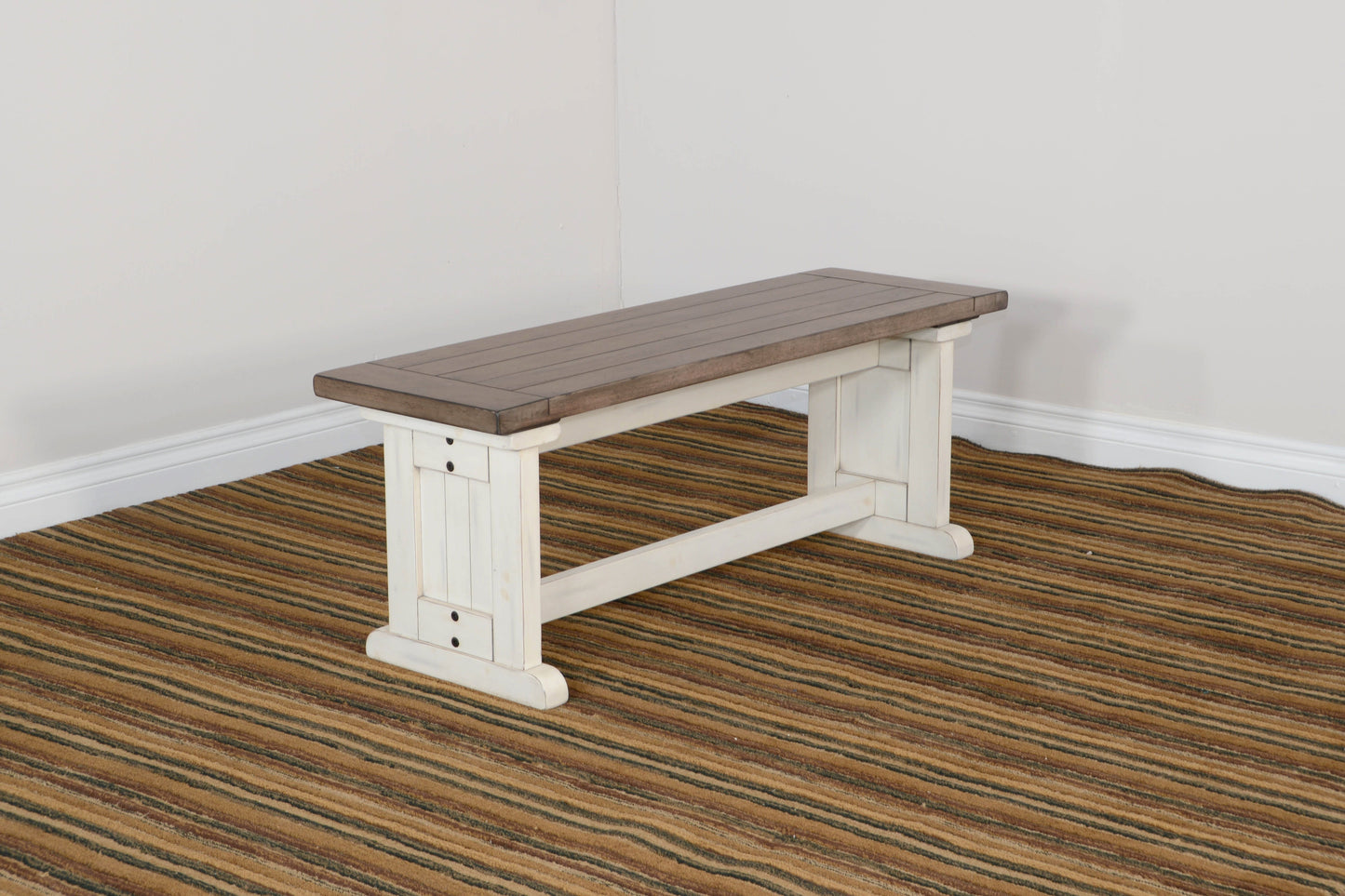 Pasadena - Wood Side Bench - Buckskin / Marble White