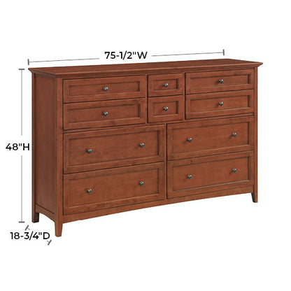 McKenzie - 75.5" W Master Dresser - Glazed Antique Cherry