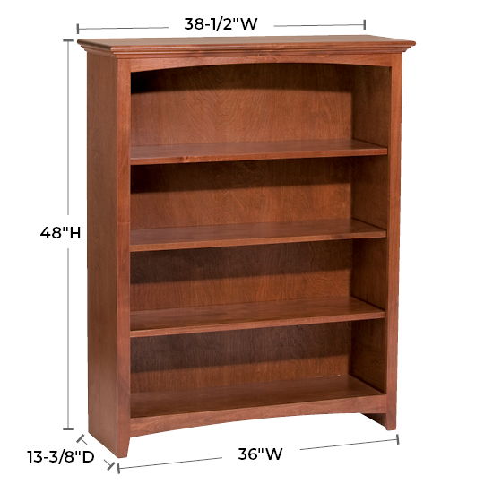 McKenzie - 48'' H X 36'' W Alder Bookcase - Glazed Antique Cherry