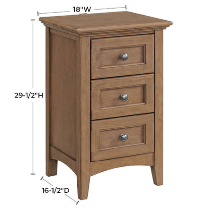 McKenzie - Small 3-Drawer Nightstand - Pecan