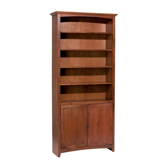 McKenzie - 84'' H X 36'' W Alder Bookcase With Doors - Glazed Antique Cherry