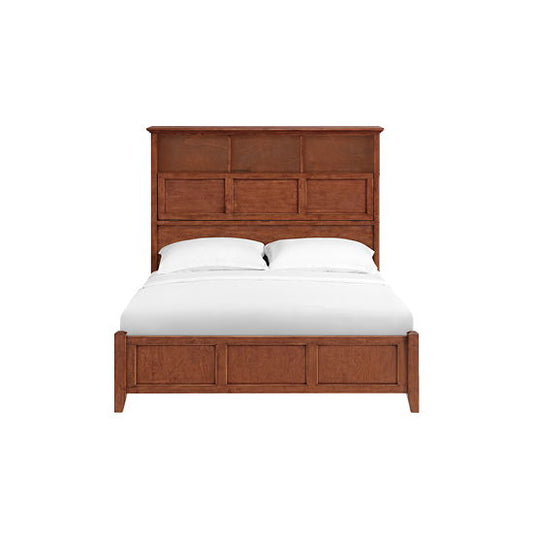 McKenzie - Queen Classic Bookcase Bed - Glazed Antique Cherry
