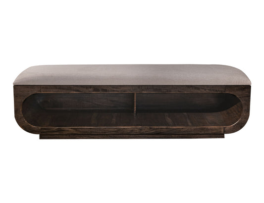Balam - Wooden Bench With Fabric Cushioned Seat - Oil Black