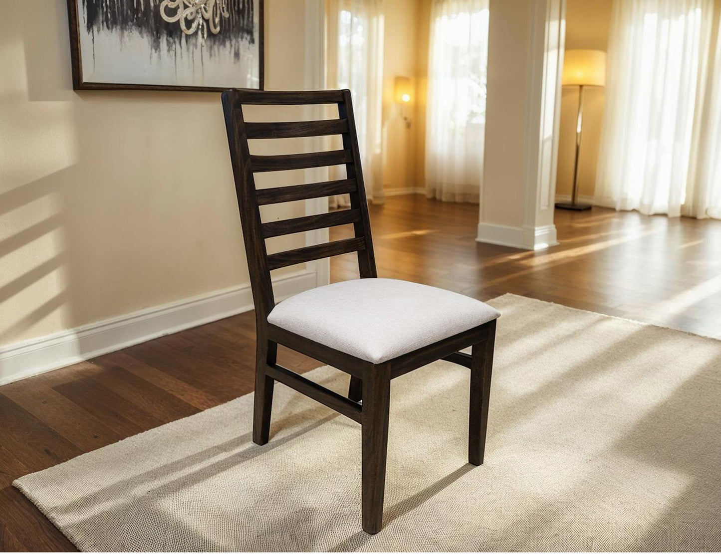 Balam - Upholstered Seat Wooden Chair (Set of 2) - Oil Black