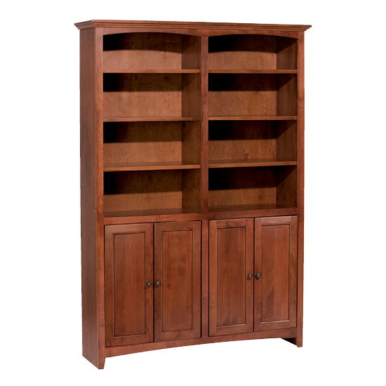 McKenzie - 72'' H X 48'' W Alder Bookcase With Doors - Glazed Antique Cherry