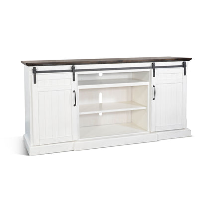 Carriage House - TV Console - Cottage White / Europen Dark