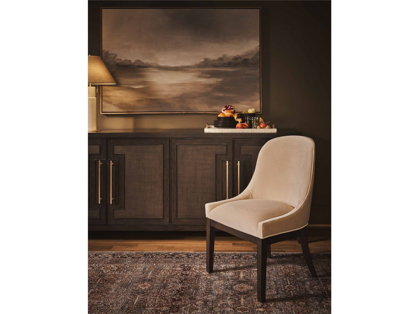 Fenwick - Upholstered Arm Chair - Beige / Dark Brown
