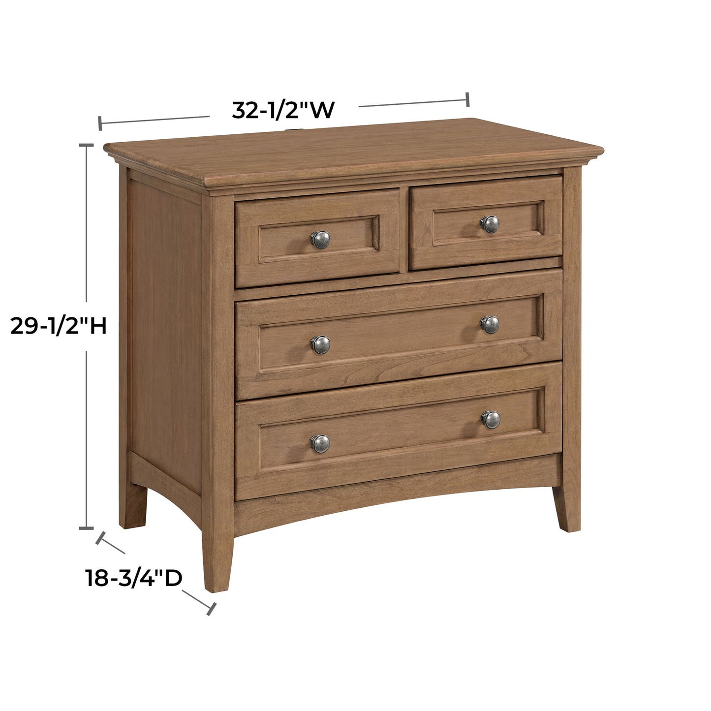 McKenzie - 29.5" 4-Drawer Nightstand - Pecan