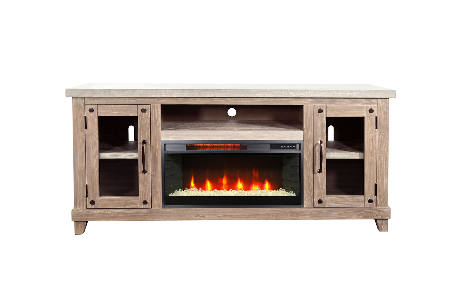 120" Media Wall With Electric Fireplace - Wheat