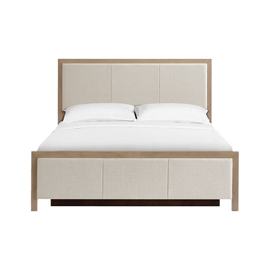 Bailey - King Upholsered Panel Storage Bed - Almond / Beige