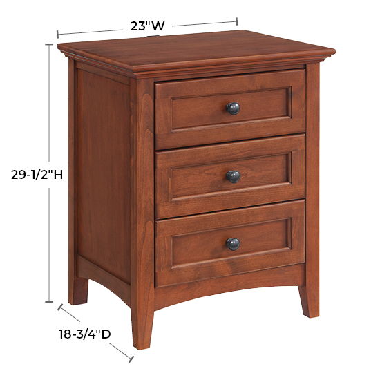 McKenzie - 3-Drawer Nightstand - Glazed Antique Cherry