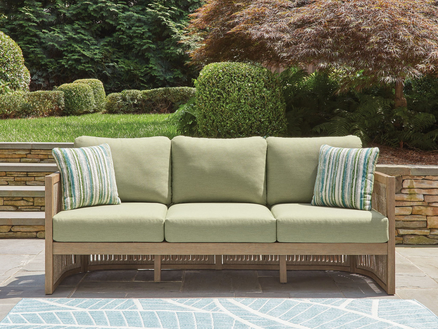 Serena Shores - Sofa With Cushion - Beige / Green