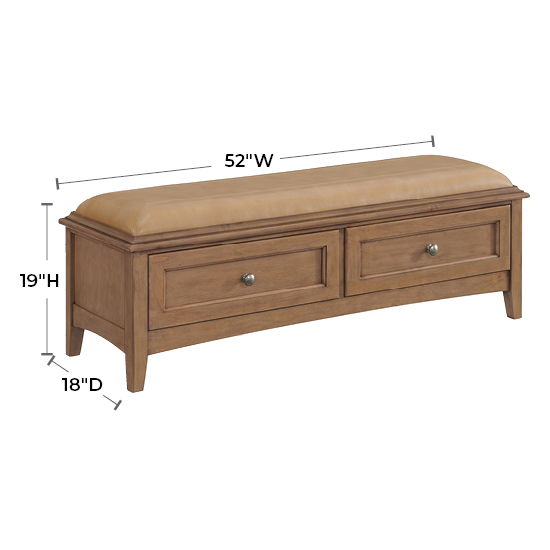 McKenzie - 2-Drawer Bench - Pecan