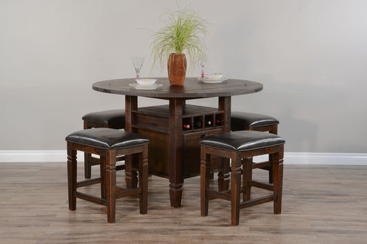 Homestead - Round Counter Height 5 Piece Dining Set - Tobacco Leaf