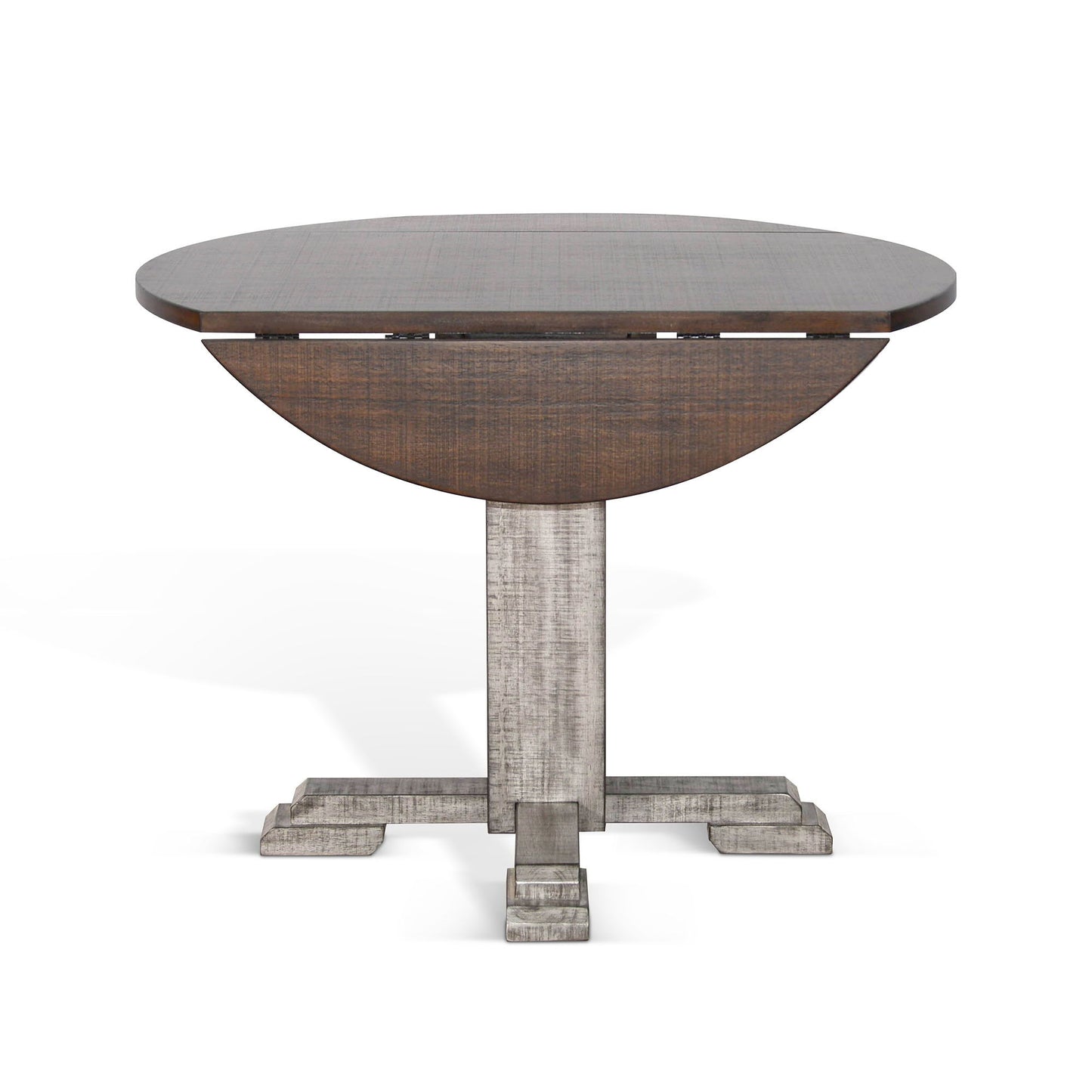 Homestead Hills - Drop Leaf Round Table - Tobacco Leaf / Alpine Gray