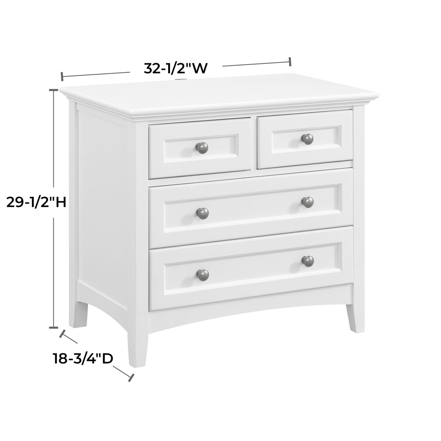 McKenzie - 29.5" 4-Drawer Nightstand - Snowbound