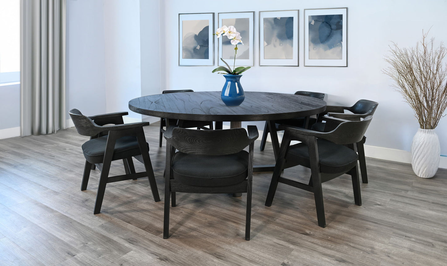 Mia - Large Round 7 Piece Dining Set - Umbra / Black